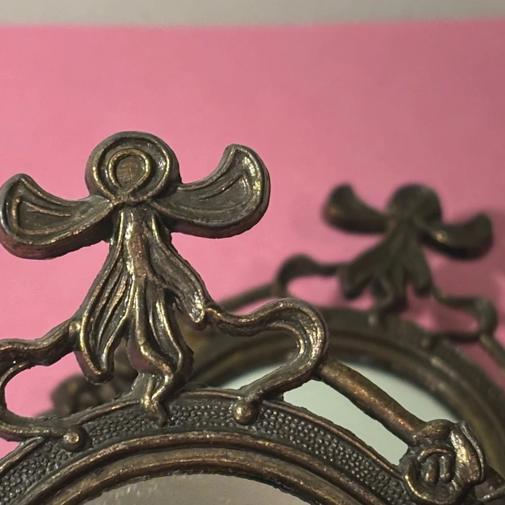 Vintage Ornate Style Bronze Wall Mirrors - Pair
